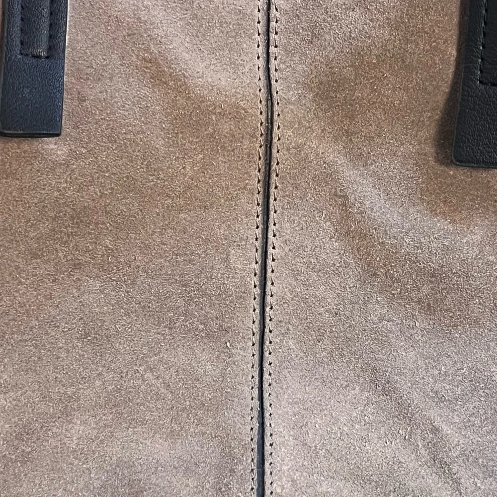 MANGO Suede Bucket Bag Crossbody Slouchy Shoulder Bag Purse Taupe Leather - Picture 8 of 11